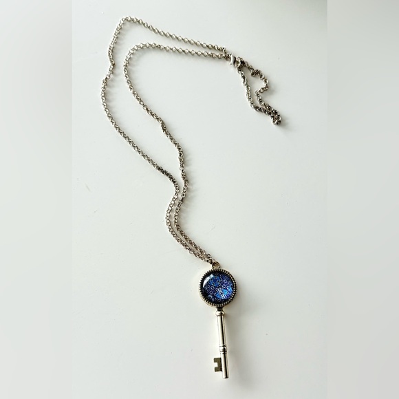 Portuguese vintage Sterling Silver Key Pendant Necklace